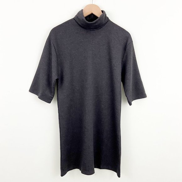 🌸SOLD🌸 NWT Zara | Grey Turtleneck 3/4 Sleeve Mini Dress Tunic Top TRF Small - Picture 6 of 9
